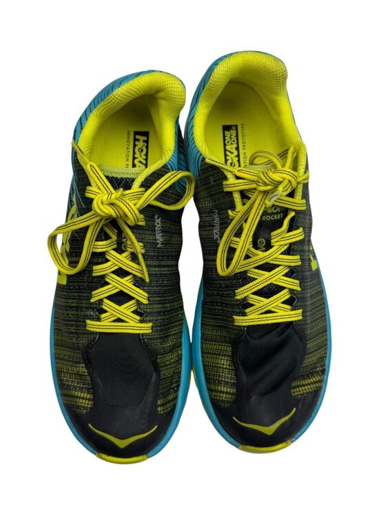 Hoka One One Evo Carbon Rocket Running Shoes Blue/Yellow Men\'s Size 8